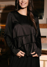 FIE LS FRILL BLOUSE - BLACK