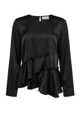 FIE LS FRILL BLOUSE - BLACK