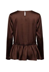 FIE LS FRILL BLOUSE - DARK BROWN