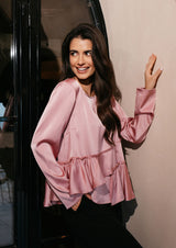 FIE LS FRILL BLOUSE - DUSTY ROSE