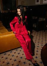 EDDY WIDE PANTS - RASPBERRY SATEEN