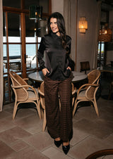 IDDY WIDE PANTS - BROWN BLACK CHECK