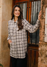 KAREN SHIRT JACKET - CREME BLACK CHECK