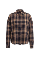 SIRI LS SHIRT - NAVY CREME CHECK