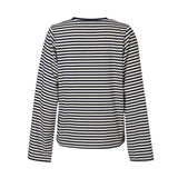 NALIA  LS BOXY TSHIRT - NAVY CREME STRIPE