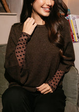 ANNIZ ONECK BLOUSE - DARK BROWN model 2