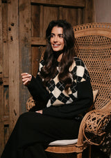 HARLY ONECK PULLOVER - BLACK CREME CHECK