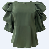 WINNIE PEPLUM BLOUSE - DUSTY ARMY