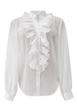 FILIPPA LS FRILL SHIRT - WHITE