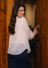 FILIPPA LS FRILL SHIRT - WHITE