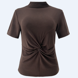 LISE SS TWIST TOP - DARK BROWN