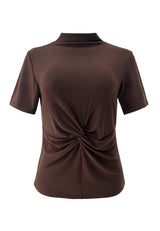 LISE SS TWIST TOP - DARK BROWN