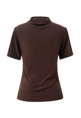 LISE SS TWIST TOP - DARK BROWN