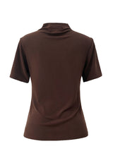 LISE SS TWIST TOP - DARK BROWN