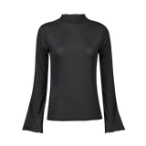 MESH LS TROMPET TOP BLACK SMALL DOT front