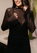 MESH LS TROMPET TOP BLACK SMALL DOT model