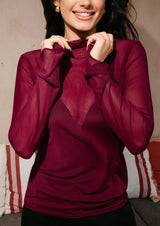 MESH LS TROMPET TOP BORDEAUX model
