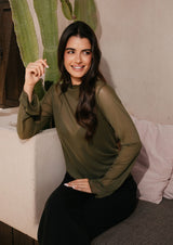 MESH LS TROMPET TOP - ARMY