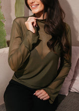 MESH LS TROMPET TOP - ARMY