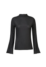 MESH LS TROMPET TOP - BLACK SMALL DOT