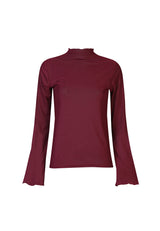 MESH LS TROMPET TOP - BORDEAUX