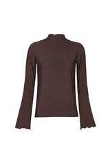 MESH LS TROMPET TOP - DARK BROWN