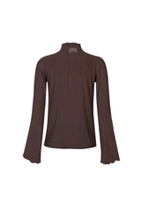 MESH LS TROMPET TOP - DARK BROWN