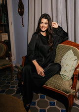 ENYA LS SHIRT - BLACK SATEEN