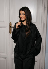 ENYA LS SHIRT - BLACK SATEEN
