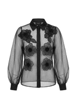 MELANIE  LS BLOUSE - BLACK