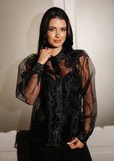 MELANIE  LS BLOUSE - BLACK