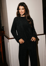 KATTY LS BLOUSE - BLACK W. BLACK