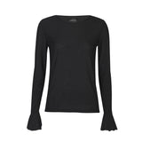 MESH LS FRILL SLEEVE TOP - BLACK BLACK DIAMOND DOT