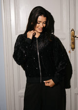 ALBERTE BOMBER JACKET - BLACK SEQUINS