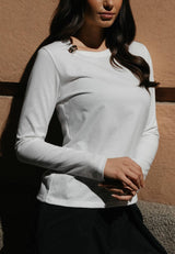 CLAIRE LS DETAIL TSHIRT - WHITE