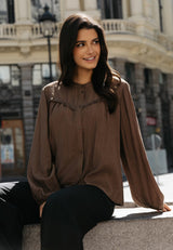 LINDA LS SHIRT - COFFEE BEAN