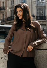 LINDA LS SHIRT - COFFEE BEAN
