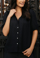 SILVA 3/4 BLOUSE - BLACK
