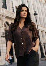 SILVA 3/4 BLOUSE - COFFEE BEAN