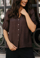 SILVA 3/4 BLOUSE - COFFEE BEAN