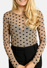MESH LS TSHIRT, FLOCK - SAND HEART
