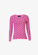 MESH LS TSHIRT, FLOCK - DARK PINK HEART