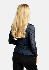 MESH LS TSHIRT, FLOCK - NAVY HEART