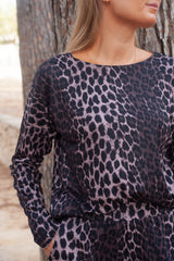 ALMA-LS-TOP (FLEECE) - DARK BROWN LUX LEO