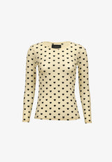 MESH LS TSHIRT, FLOCK - IVORY HEART