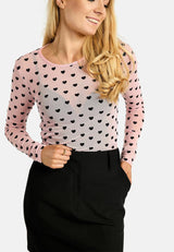 MESH LS TSHIRT, FLOCK - ROSE HEART
