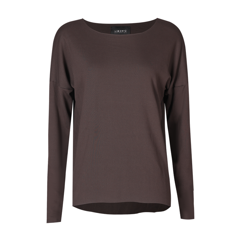 ALMA-LS-TOP (FLEECE) - DARK CHOCOLATE