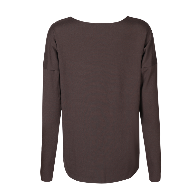 ALMA-LS-TOP (FLEECE) - DARK CHOCOLATE