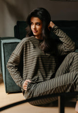 ALMA-PANTS (FLEECE) - BEETLE STRIPE