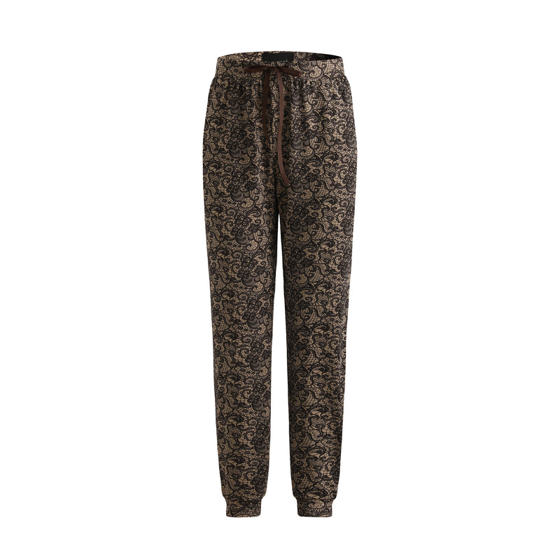 ALMA-PANTS - MOCCA BROWN LACE